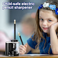 Miniatyrbillede 2 af 5: Batteridrevet Blyantspidser, Elektrisk + Manuel 2 Tilstande Elektrisk Blyantspidser, Sikker og Skridsikker Bærbar Velegnet til Hjem, Skole