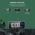 Miniatyrbild 4 av 5: LED digital väckarklocka för sovrum, elektronisk klocka med termometer, 2 alarm, snooze-funktion, 4 ljusstyrkenivåer, spegelklocka, USB-laddning för