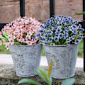 Miniatyrbild 5 av 5: Artifici Faux, 12 st konstgjorda blommor i gula gröna buskar, plastväxter för inomhus- och utomhusbruk, planterade i hemdekor (blå)
