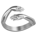 Miniatyrbild 1 av 4: 2 st guld silver kärlek kram ring band öppen finger smycken helt justerbar, för män kvinnor fest ringar öppen ring gåva