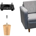 Miniatyrbilde 3 av 5: 4 stk. benmonteringsplater i rustfritt stål, festeplate for møbler, bord, sofa med hengerbolter og skruer, forsyning for lenestolsete (svart)