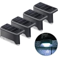 Miniatyrbilde 4 av 4: Vanntett utendørs solcellelampe for gjerde, sett med 4 stk kaldhvite solcellelamper, dekorasjoner for basseng, utendørstrapper, trinn, gjerder, rekkverk, kurs