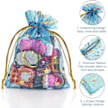 Miniatyrbilde 2 av 5: 100 stk organza gaveposer (blandet farger), 9*12cm måne stjerne organza poser, mesh gaveposer, smykke gaveposer med snøring, julegodteripose