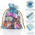 Miniatyrbillede 2 af 5: 100 stk. organza gaveposer (blandet farver), 7x9cm måne stjerne organza poser, mesh gaveposer, smykke gaveposer med snøretræk, jule slikpose