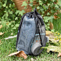 Miniatyrbillede 5 af 5: Sort Mesh Taske Nylon Taske Holdbar Mesh Taske med Snøre Lille Rejsetaske Mesh Opbevaringspose til Kosmetik Brusebad Gels Krukke Tennisbold Værktøjer 5 stk/lo
