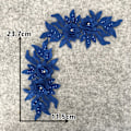 Miniatyrbillede 3 af 5: 2 stk. 3D blonder applikationspatches, blå sy på broderi blonder blomster patches blomstermønster perler rhinestones blonder trim stofperler applikationer til syning