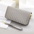 Miniatyrbillede 3 af 3: Dame Mode Dobbelt Lynlås Tegnebog Tegnebog Kreditkort Holder Bifold Dame Armbånd Håndledsrem Feriegave