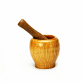 Miniatyrbillede 1 af 5: Træmorter og støder sæt - Lille morter og støder ideel til at male krydderier, urter og hvidløg - Ergonomisk designet støder og holdbar morter