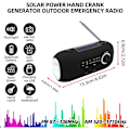 Miniatyrbild 2 av 5: （Svart） Bärbar solcellsradio, Dynamoradio, Solcellsradio med SOS-larm för nödsituationer, liten radio, vattentät IPX3-radio, AM/FM-vevradio, fickradio