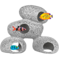 Miniatyrbilde 4 av 5: Akvariedekorasjonshuler - Steinhuler for reker, ciklider som gjemmer seg for avl, fisk kan svømme gjennom hull i steinen, 3 steiner