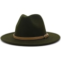 Miniatyrbilde 1 av 5: Damefilt Fedora - Bred Bremskjerm Spenne - Army Grønn - M (56-58cm)