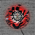 Miniatyrbild 2 av 5: Musikgitarr Vinyl Record Väggklocka Modern Design Kreativ Väggkonst Vardagsrum Sovrum Dekoration Klocka med 12 Tums LED