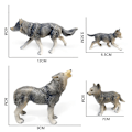 Miniatyrbillede 3 af 3: Sæt med 4 ulve legetøjsfigurer ulv dyrefigurer grå ulvefamilie kagefigur legetøj gave til børn (grå)