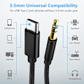 Pikkukuva 2 / 4: USB C - 3,5 mm:n Aux-kaapeli, USB C - Aux-liitäntäkaapeli auto- ja puhelinkäyttöön, ääniliitäntäsovitin yhteensopiva Samsung Galaxy S22 S21 S20 Note 20/10+ A73 A53:n kanssa,