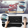 Miniatyrbillede 2 af 4: Ultra-fint stof gel memory foam tastatur håndledsstøtte sæt, kan lindre smerter ved skrivning, behagelig til kontor, spil, computer, sort