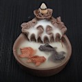 Miniatyrbillede 2 af 5: Håndlavet keramisk røgelsesbrænder, formen på keglen er en dam, mere end et år gammel, keramisk røgelsesbrænder
