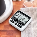 Miniatyrbillede 2 af 3: Køkken Timer - Med lydløs/høj alarmkontakt, 24 timers ur og alarm, hukommelsesfunktion, børnelærer madlavning, stort LCD-display, stærke magneter