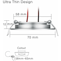 Pikkukuva 5 / 5: 4 x Sisäänrakennettu LED-spotti 12V reikä 58-65mm 3W 3200K Upotettava kattovalaisin asuntoautoon pakettiautoon jahtiin lämmin valkoinen (hopeanvärinen)