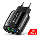 Miniatyrbilde 1 av 5: QC3.0 3USB Europe-standard hurtiglader for mobiltelefon - smart reiselader oval multifunksjons ladekabel