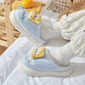Miniatyrbillede 3 af 4: Vinter tegneserie bomuldsslippers, varme, skridsikre, tyksålede plys slippers, lyseblå 24,5 cm