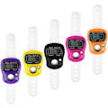 Miniatyrbild 1 av 5: 5-pack finger räknare, finger meter klickare mini handräknare, 5-siffrig LCD-display för inventering, sport, marknadsföring, golf (slumpmässig färg)