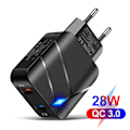 Miniatyrbilde 2 av 5: Dobbel USB QC3.0+2.1A Multi-port Rask Lading Mobiltelefonlader Dobbel Port Europeisk Standard