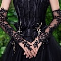 Miniatyrbilde 1 av 2: Bryllupshansker, par lange sorte hansker Bryllupshansker Dame Fingerløse Hansker Dame Blonde Bryllupsblonde Hansker Dame Elegante Brudesko til Aften,W