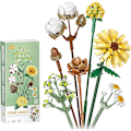 Miniatyrbillede 1 af 4: Blomsterbuket byggeklodser 646 blomster byggeklodser kunstige blomster