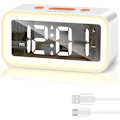 Miniatyrbild 1 av 5: Digital väckarklocka, digital klocka med ljus övre snooze-funktion 2 alarm 12/24h drivs av USB vit