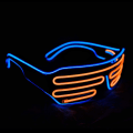 Pikkukuva 1 / 5: Neon Rave -lasit (sininen+oranssi) Langallinen vilkkuva LED-aurinkolasit Valo DJ-asut juhliin, 80-luku, EDM, Halloween