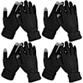 Miniatyrbillede 1 af 5: 4 par kvinders vinter touch screen handsker termisk fleece foret strikkede handsker elastisk manchet vinter handsker