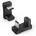 Miniatyrbild 1 av 5: 180 graders vinkel USB C-adapter 2-pack, U-formad USB-C till USB-C-omvandlare med PD 100W snabbladdning 4K-video, USB C vinklad förlängningsadapter