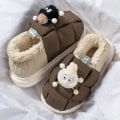 Miniatyrbillede 4 af 4: Briquette Shoes tilbyder optisk varme damer fluffy bomuldsslippers, hjemmekamp, ensfarvet ID-foto, enkle vandtætte sko 24,5 cm