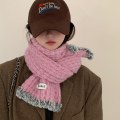 Miniatyrbilde 1 av 3: 1 stk rosa polyester kvinners tartan hvetefarget mote skjerf