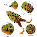 Miniatyrbilde 3 av 4: 2 stk fiskefrosk, fiskeagn, 9cm dobbel froskepropeller, mykt agn med 3D-øyne, 360° roterende hale kunstig mykt agn med og for utendørs