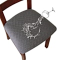 Miniatyrbild 1 av 5: Grå, 4 st elastiska jacquard stolsöverdrag stretch präglat stolsöverdrag för matsal