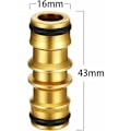 Miniatyrbilde 5 av 5: Pakke med 2 messing hageslangekoblinger for hagerørskran (dobbel hannkobling i messing)