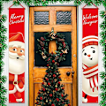Pikkukuva 2 / 5: Jouluverannan koristeet Ulko-oven banneri Xmas Decor Set Etuoven Hyvää joulua -kyltti Kaupunkimaalaistalon seinälle Ripustus ulkona