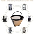 Miniatyrbillede 4 af 5: 2 stk. kaffefilter, universel permanent kaffefilter, rustfrit stål vaskbar og genanvendelig kaffekurv kop, guldfilter med håndtag - kaffeacc