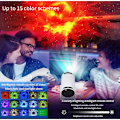 Miniatyrbilde 3 av 5: LED stjerneprojeksjonslampe, musikalske høyttalere, nattlys til soverom, romlampe, 15 lyseffekter med fjernkontroll, timer 1/2/4 timer, justerbar lysstyrke