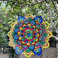 Pikkukuva 2 / 3: Tuulimyllyt pihalle ja puutarhaan, 12＂Mandala Metalli Ruostumaton Teräs 3D Koriste, Patio Takapiha Ulkoilutaide Ulkokoristeet Tuulimylly