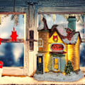 Miniatyrbillede 5 af 5: Julelandsby med belysning, LED julelanterne, juledekoration, amerikanske lyskæder, julehåndværk, batteridrevet (5-delt sæt,