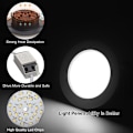 Miniatyrbillede 4 af 5: Pakke med 10 Sorte Forsænkede LED Spots Ekstra Flade, 500LM 7W Runde Loft Forsænkede LED = 50W Glødepære, Varmt Lys 3000K, AC 220-240V, IP44, Indo