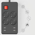 Miniatyrbillede 4 af 5: Multifunktionel overspændingsbeskytter med 4 stikkontakter og 4 USB-porte, stikdåse med individuel afbryder mod overbelastning, 1,5 m sort