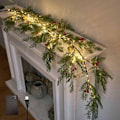 Miniatyrbillede 1 af 5: 80 LED Røde Fyrretræs Lyskæder med Timer, Cypres Guirlande med 1,8 m Lys, Batteridrevet & USB-stik til Pejs, Kaminhylde, Juledekoration