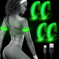 Miniatyrbilde 1 av 4: 4 stk LED Refleks Armbånd USB Oppladbar Håndleddsbånd Sikkerhetslys Armbånd Løping Refleksbånd Håndleddsbånd for Arm/Håndledd/Ankel/Bein Løping, Sykling