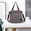 Miniatyrbild 5 av 5: Canvas Messenger Bag Axelväska, Grå Fritid Mode Konstnärlig Canvas Väska