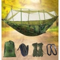 Miniatyrbild 1 av 3: Hängmatta med myggnät dubbla camping hängmatta lätt bärbar vattentät myggnät lämplig för vandring camouflage