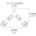Miniatyrbillede 2 af 5: Messing fitting G 1/2 Y 3-vejsventil（2 stk）