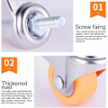 Miniatyrbillede 2 af 5: Meget resistente transportruller med bremse, 360 graders drejelige, perfekte til små møbler (orange, dimensioner: 32mm, M6 × 15), 5 stk